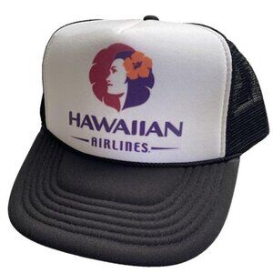 Vintage Hawaiian Airlines Hat Trucker Hat snapback Black Vacation Cap New Unworn